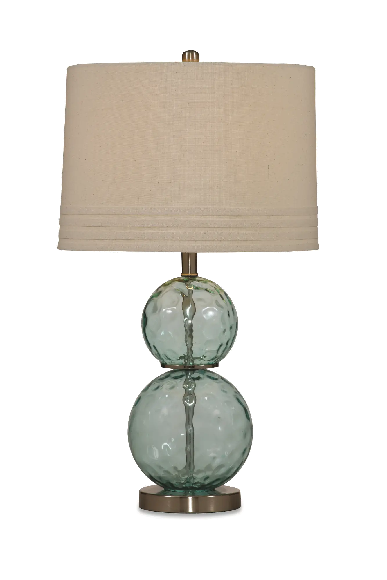 Sea Blue Green Glass Table Lamp with Silver Base
