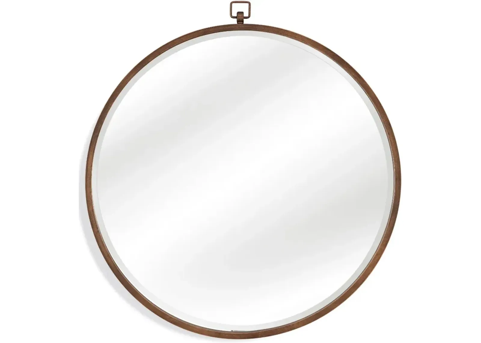 Transitional 36 Inch Antique Bronze Round Wall Mirror