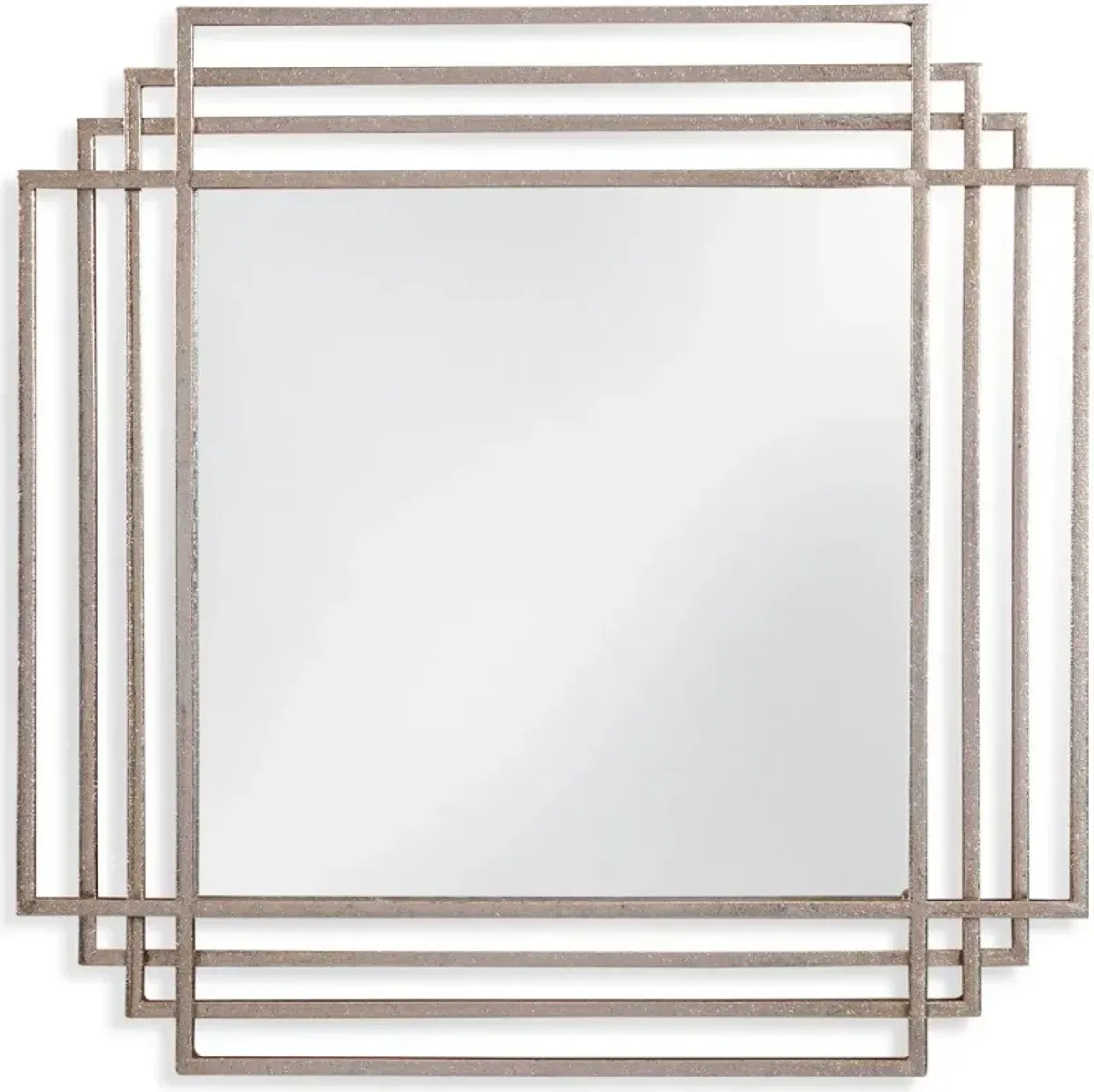 Silver Leaf Metal Open Design Style Wall Mirror