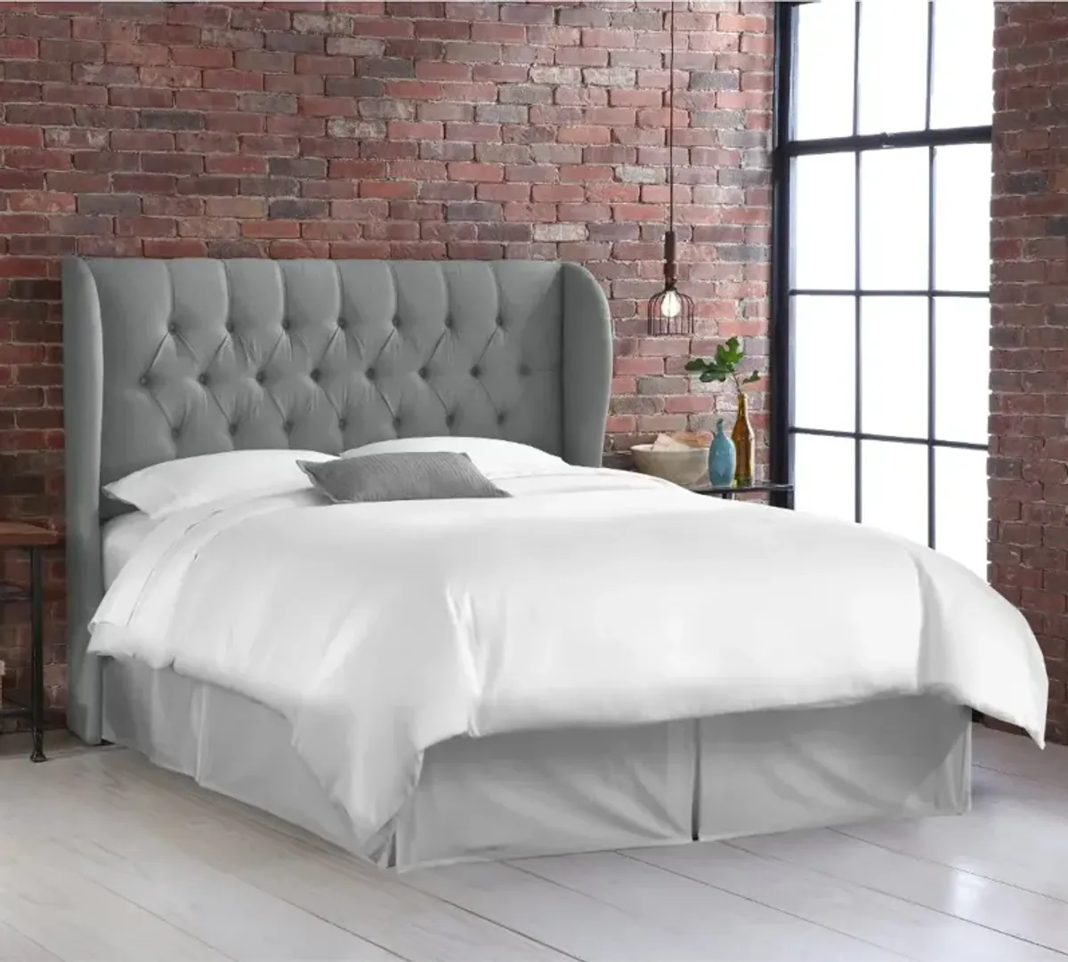 Jaclyn Gray Sloped Wingback California King Headboard - Skyline...