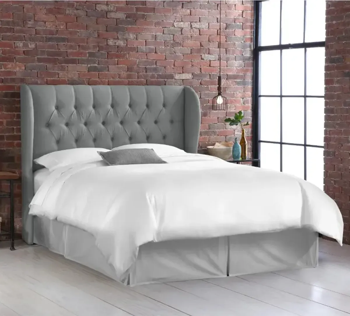 Jaclyn Gray Sloped Wingback Queen Headboard - Skyline Furniture