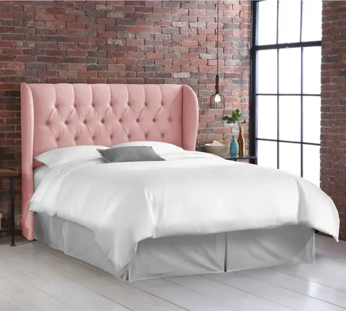 Jaclyn Blush Sloped Wingback California King Headboard - Skyline...