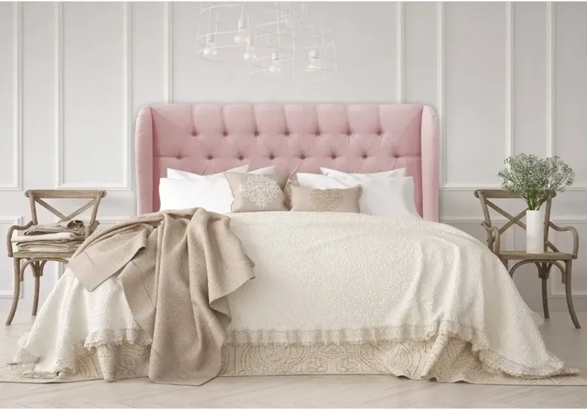 Jaclyn Blush Sloped Wingback California King Headboard - Skyline...