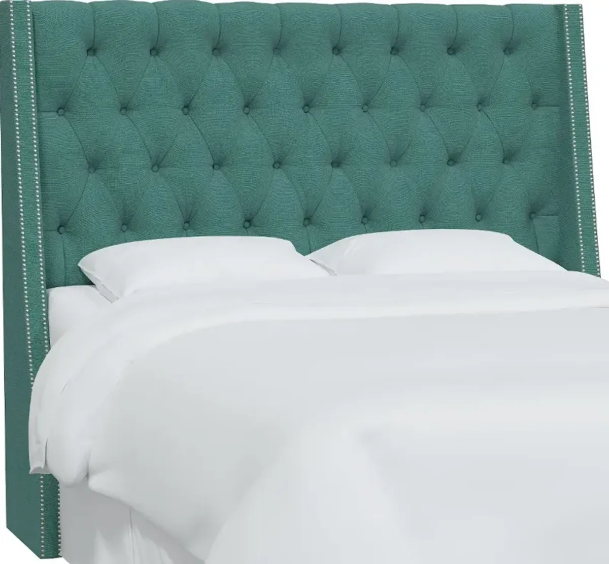 Riley Teal Tufted Wingback King Headboard - Skyline Furniture