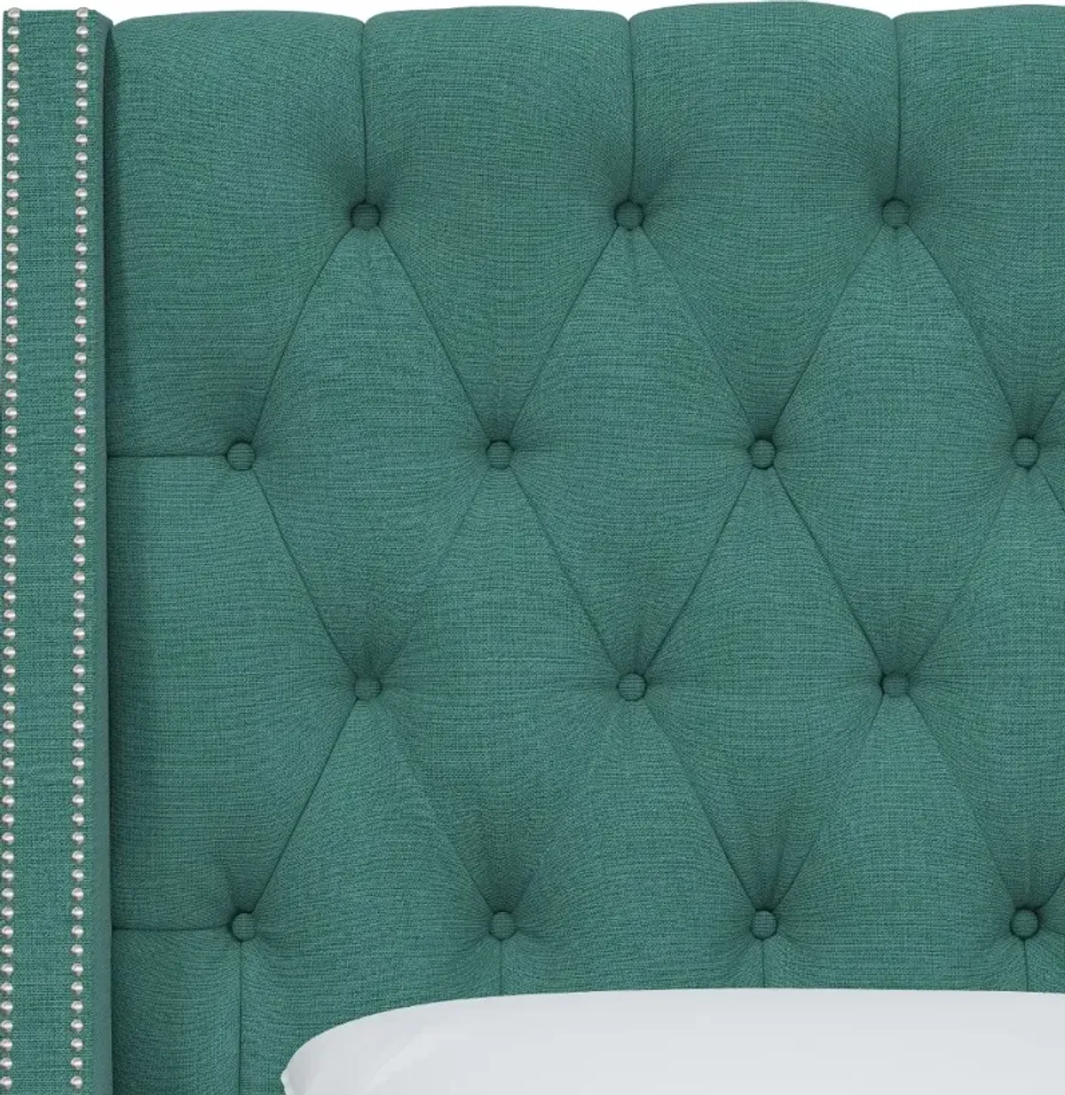 Riley Teal Tufted Wingback King Headboard - Skyline Furniture