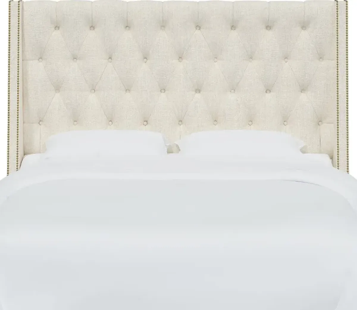 Riley Cream Tufted Wingback California King Headboard - Skyline Furniture