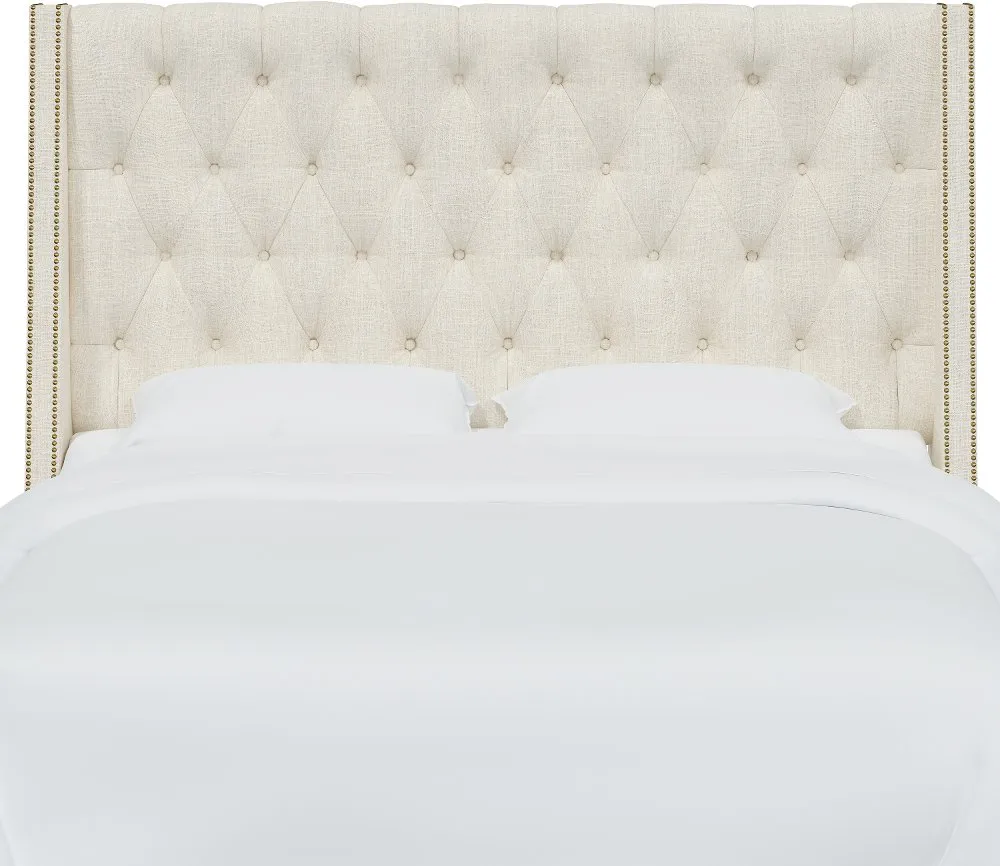 Riley Cream Tufted Wingback California King Headboard - Skyline...