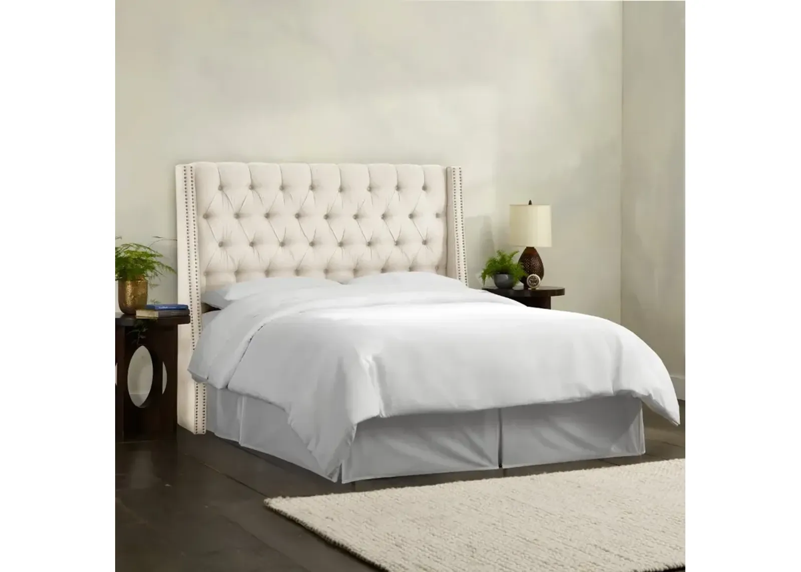 Riley Cream Tufted Wingback California King Headboard - Skyline...