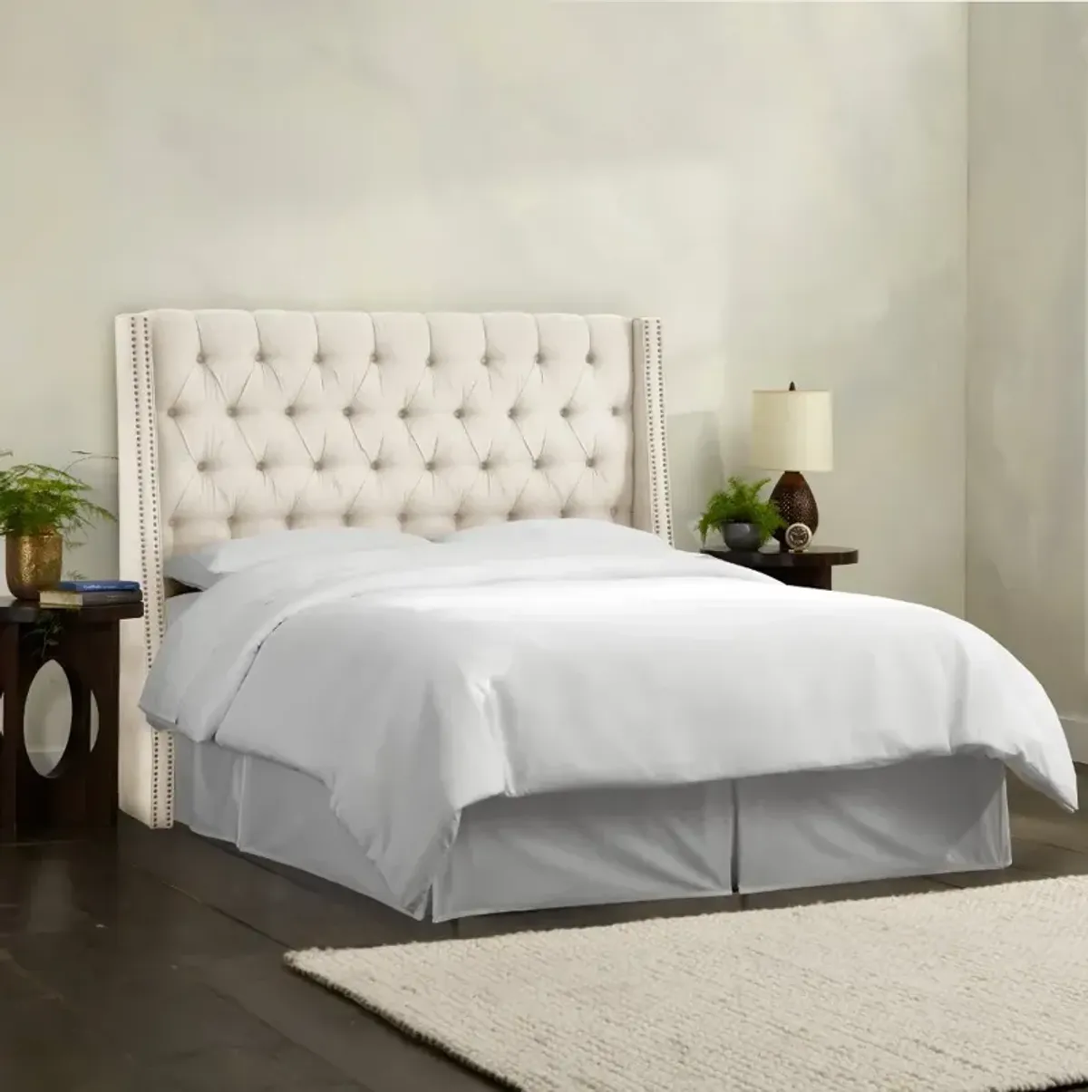 Riley Cream Tufted Wingback California King Headboard - Skyline...