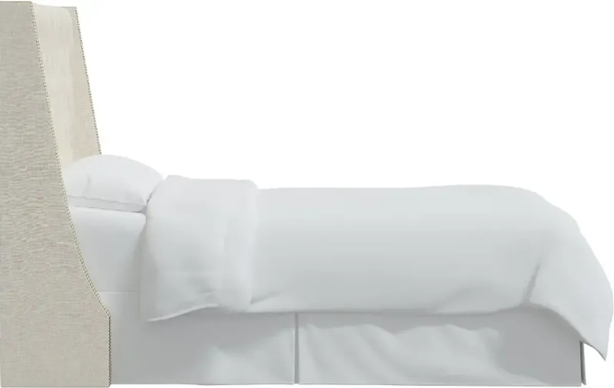 Riley Cream Tufted Wingback Queen Headboard - Skyline Furniture
