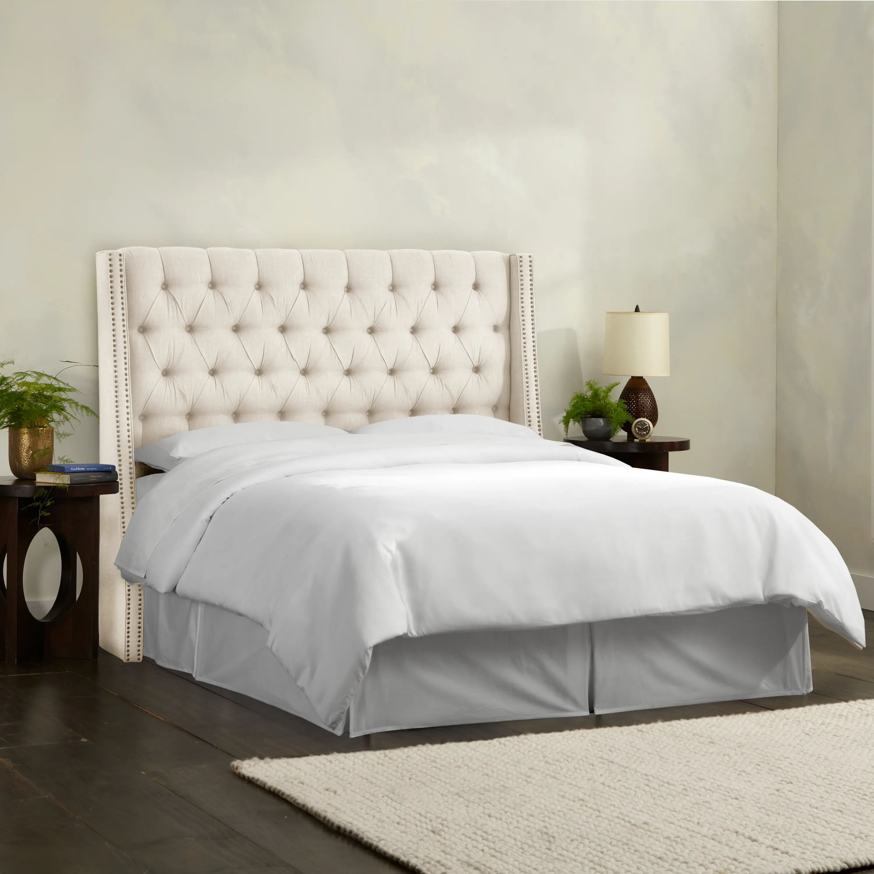Riley Cream Tufted Wingback Full Headboard Skyline Furniture