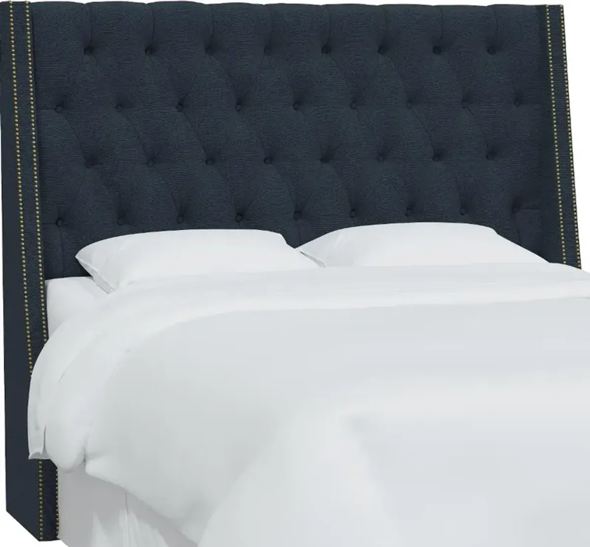 Riley Navy Tufted Wingback California King Headboard - Skyline...