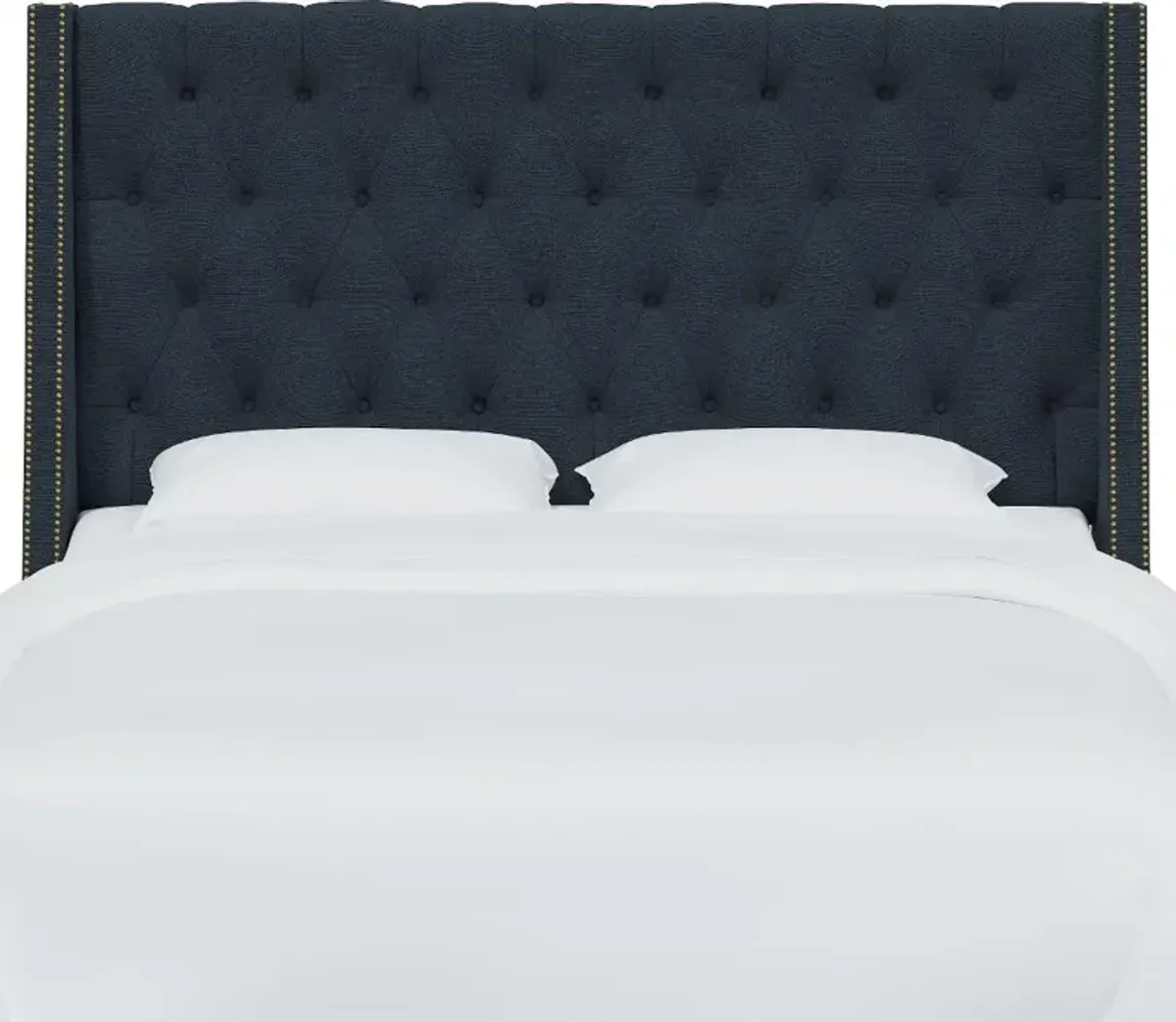 Riley Navy Tufted Wingback California King Headboard - Skyline...