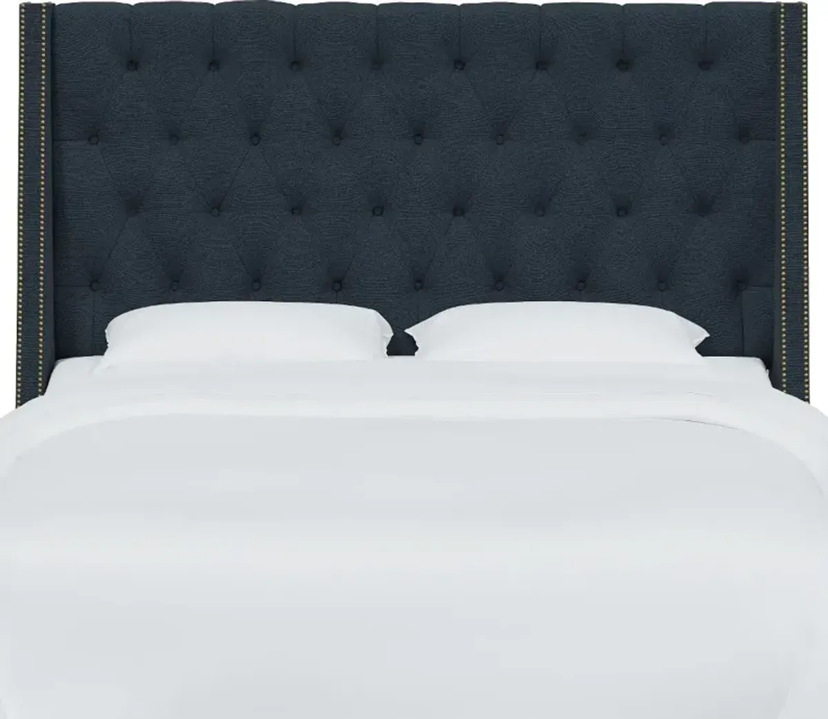 Riley Navy Tufted Wingback Queen Headboard - Skyline Furniture