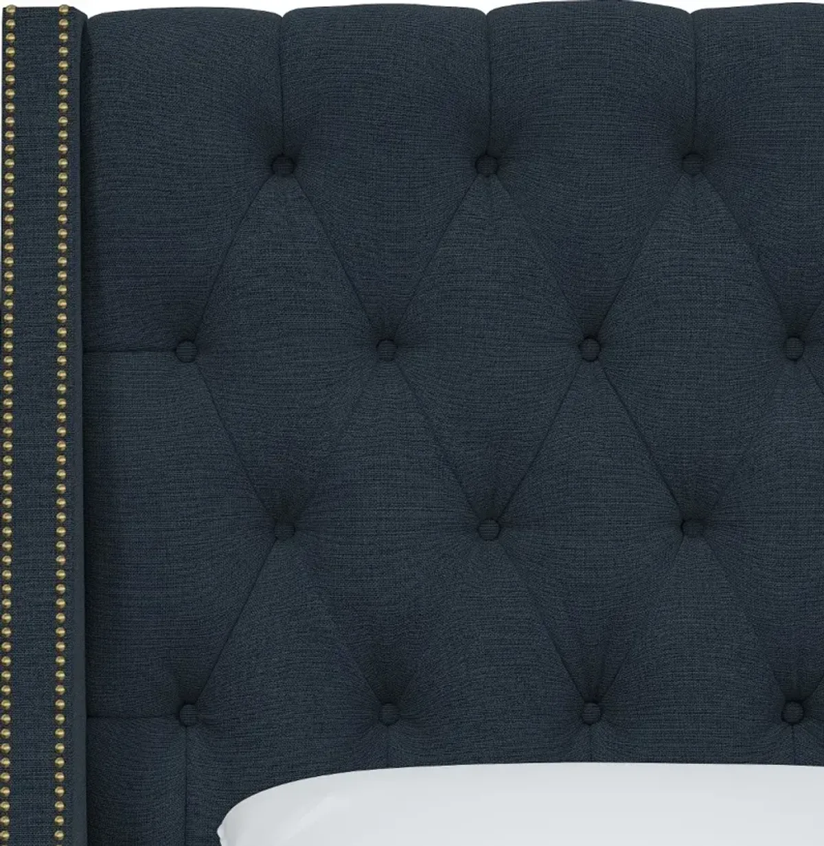 Riley Navy Tufted Wingback Queen Headboard - Skyline Furniture