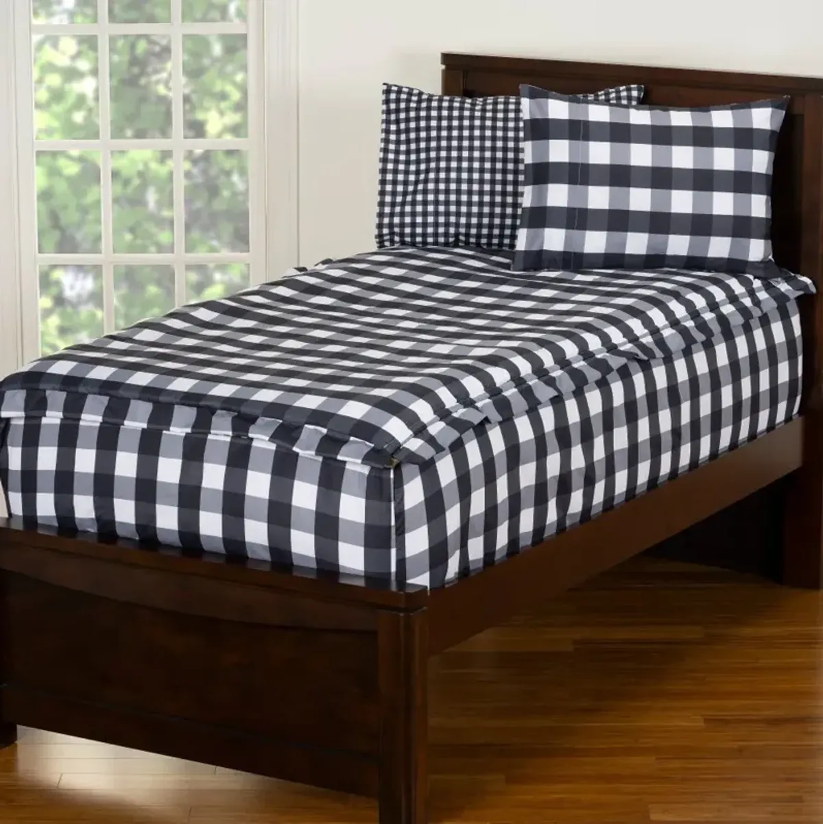 Black and White Twin Check It Twice Bunkie Deluxe Bedding