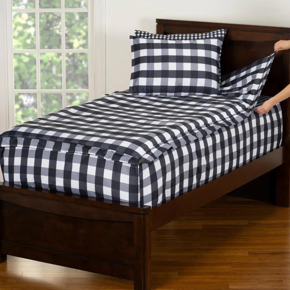 Black and White Full Check It Twice Bunkie Deluxe Bedding