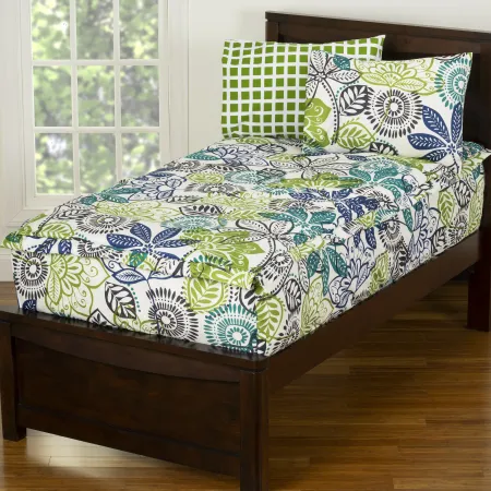 White, Green and Blue Twin Tropical Retreat Bunkie Deluxe Bedding