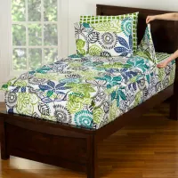 White, Green and Blue Twin Tropical Retreat Bunkie Deluxe Bedding
