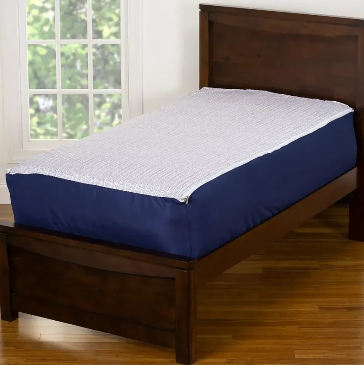 Navy Blue and Beige Twin Rally Stripe Bunkie Deluxe Bedding