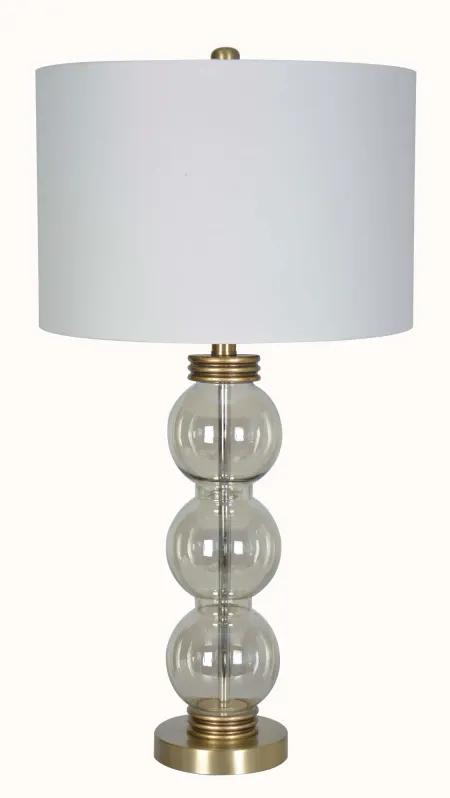 29 Inch Bubble Glass Table Lamp with Antique Brass Details