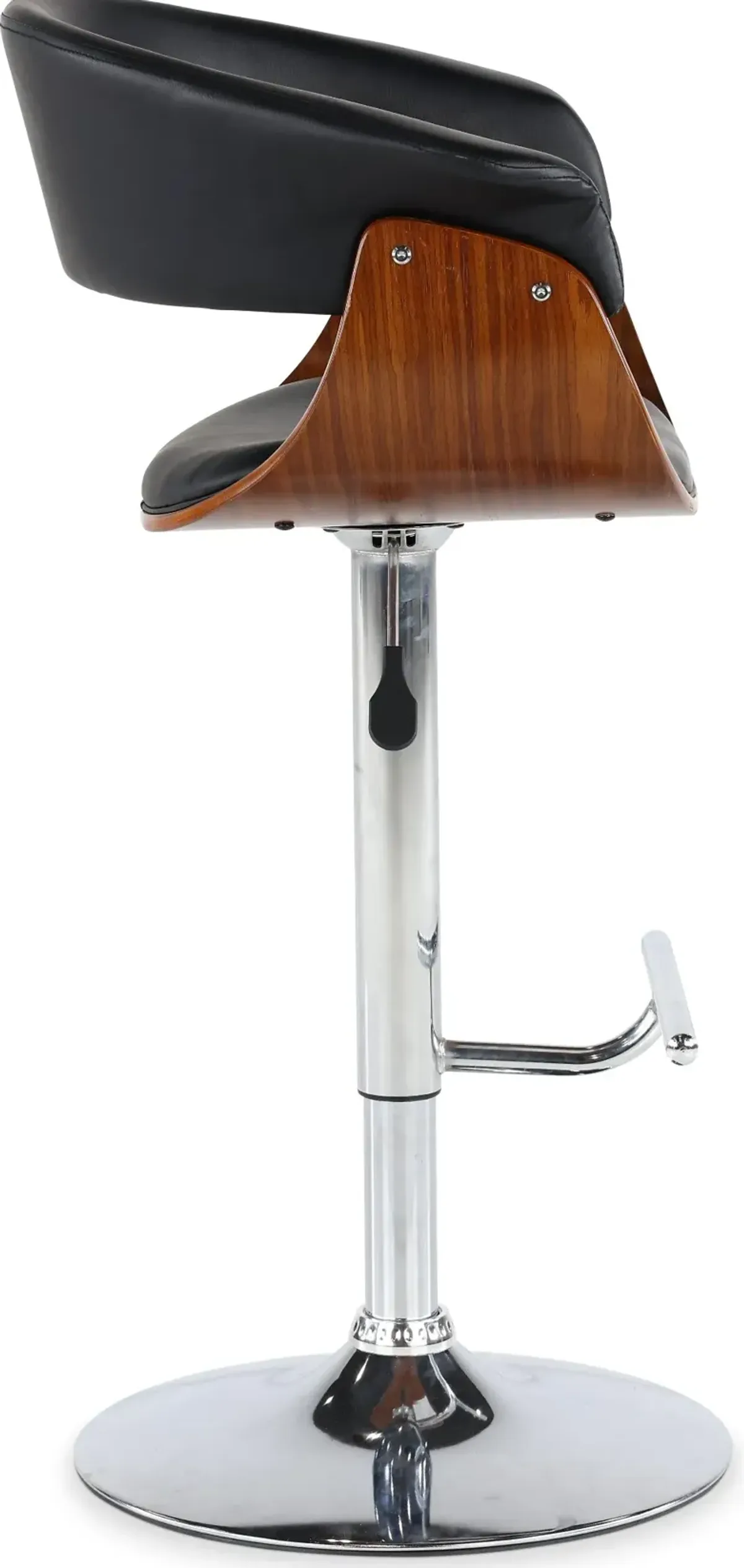 Paris Black and Walnut Adjustable Bar Stool