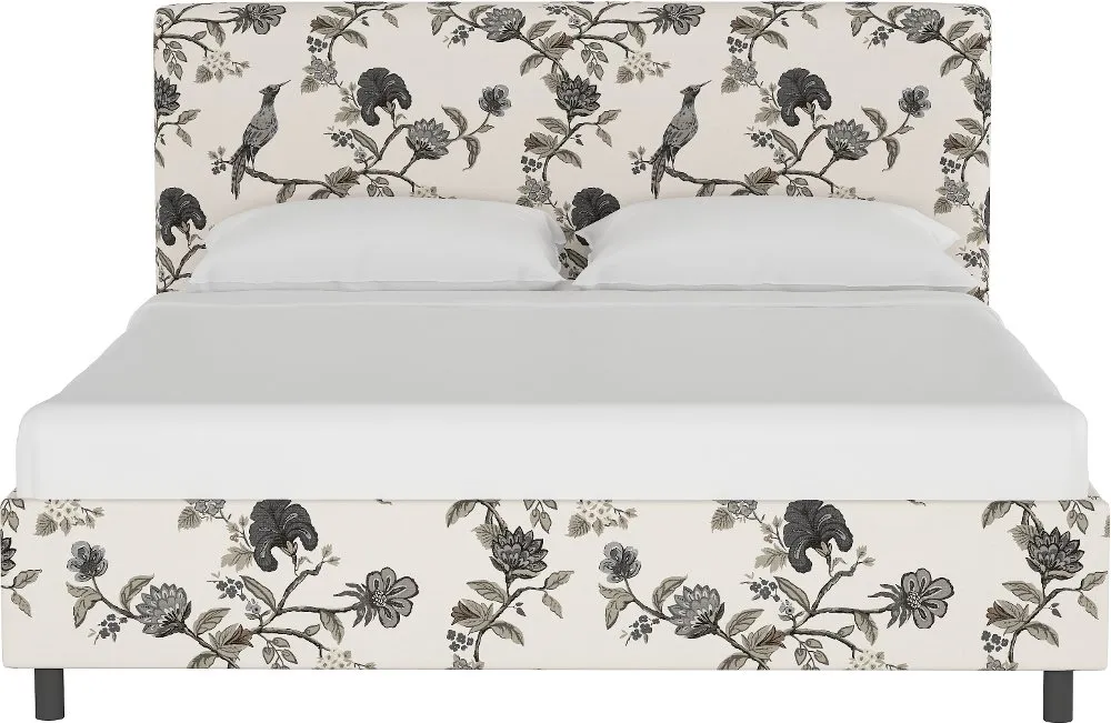 Brianna Black Bird Floral King Platform Bed - Skyline Furniture