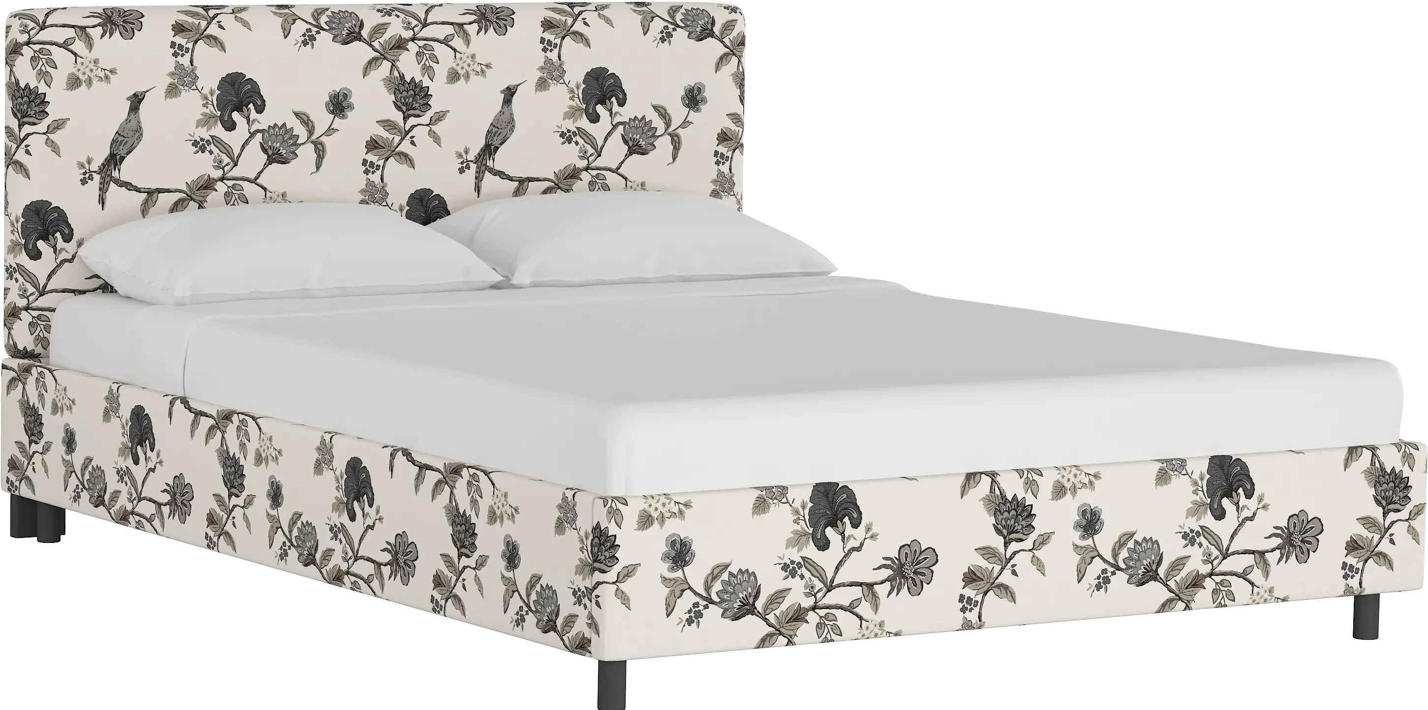 Brianna Black Bird Floral King Platform Bed - Skyline Furniture
