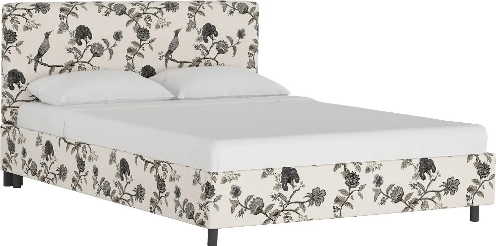 Brianna Black Bird Floral King Platform Bed - Skyline Furniture