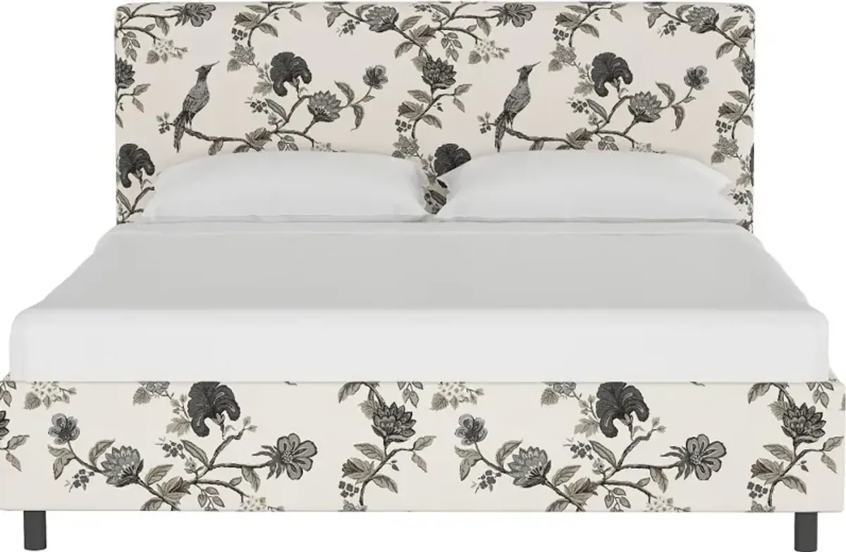 Brianna Black Bird Floral Queen Platform Bed - Skyline Furniture