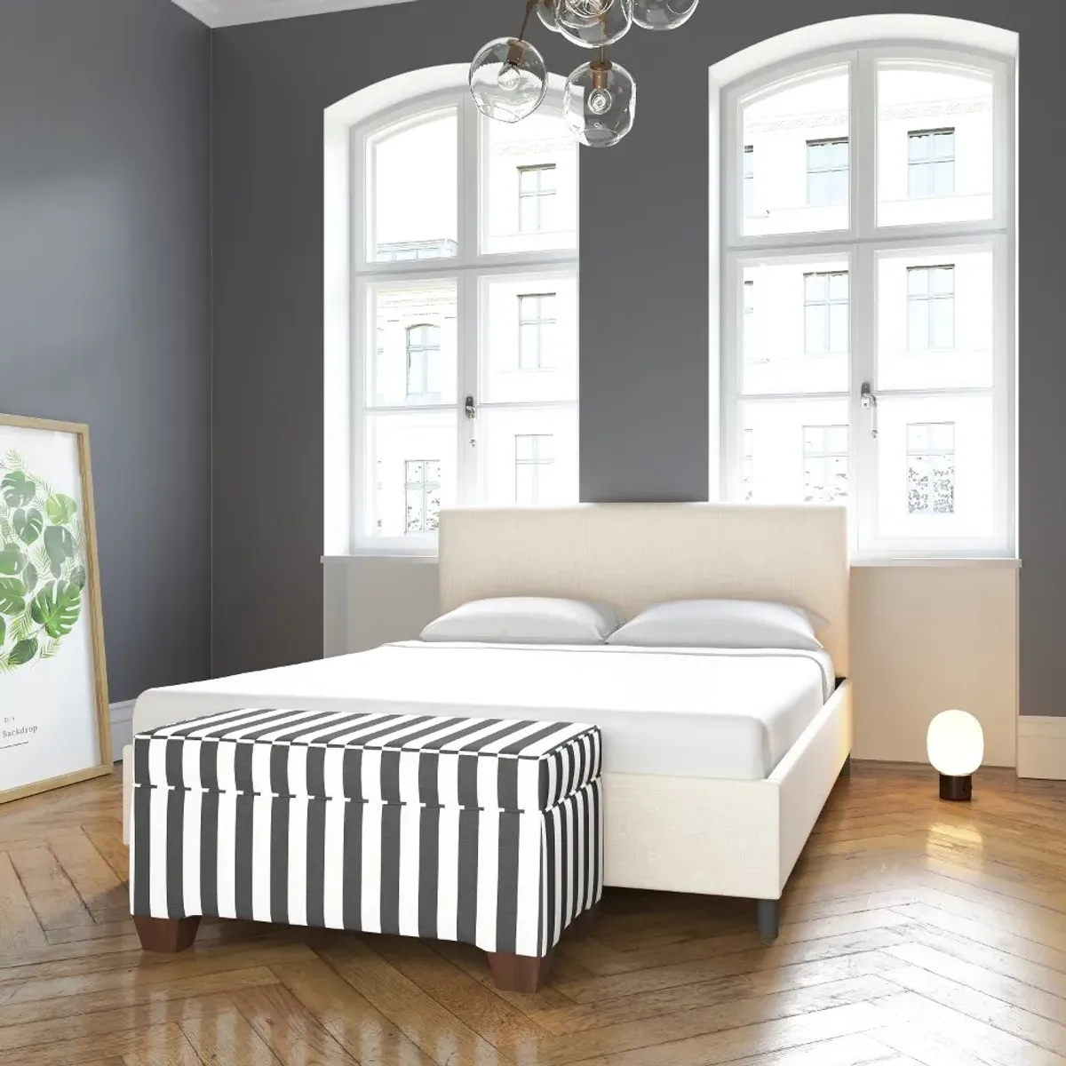 Brianna Ivory Queen Platform Bed - Skyline Furniture