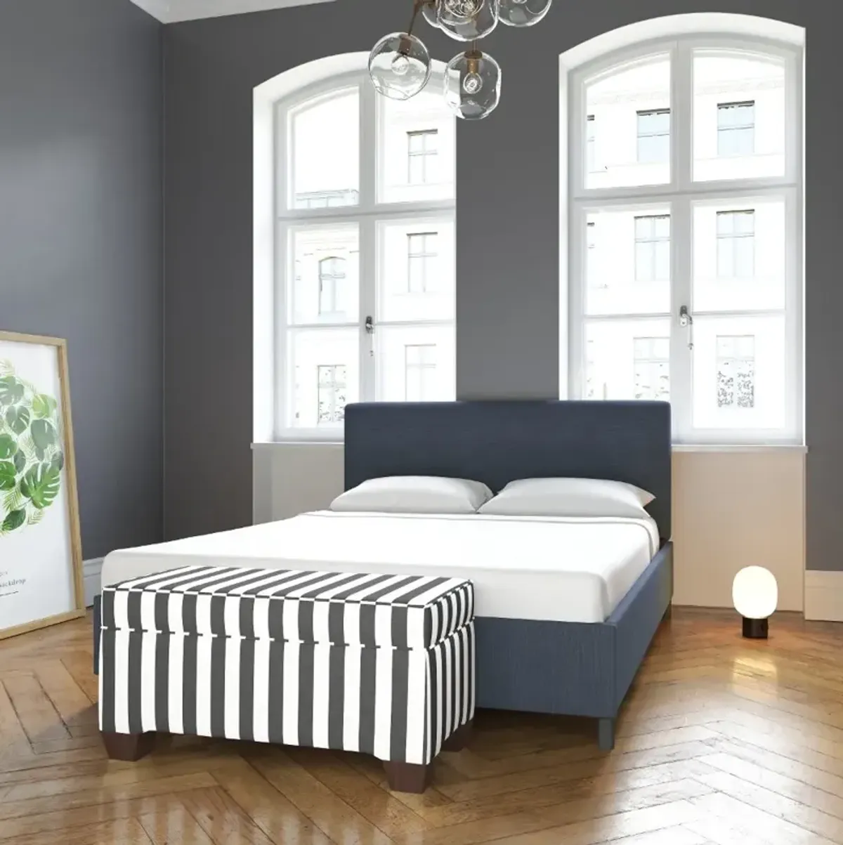 Brianna Navy Queen Platform Bed - Skyline Furniture