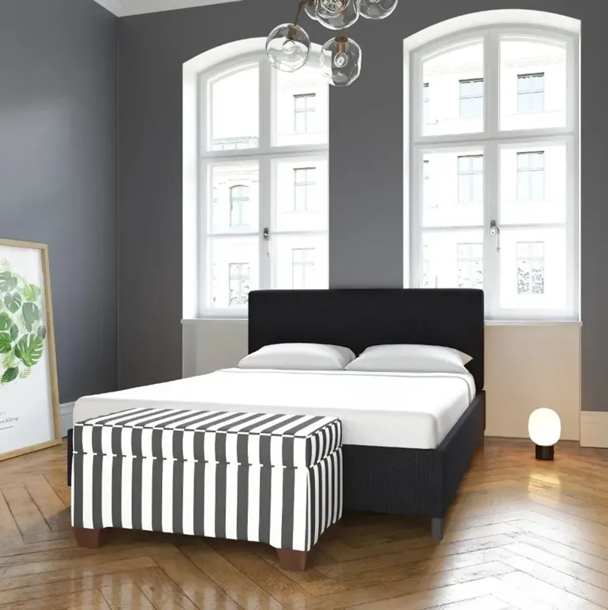 Brianna Black Queen Platform Bed - Skyline Furniture