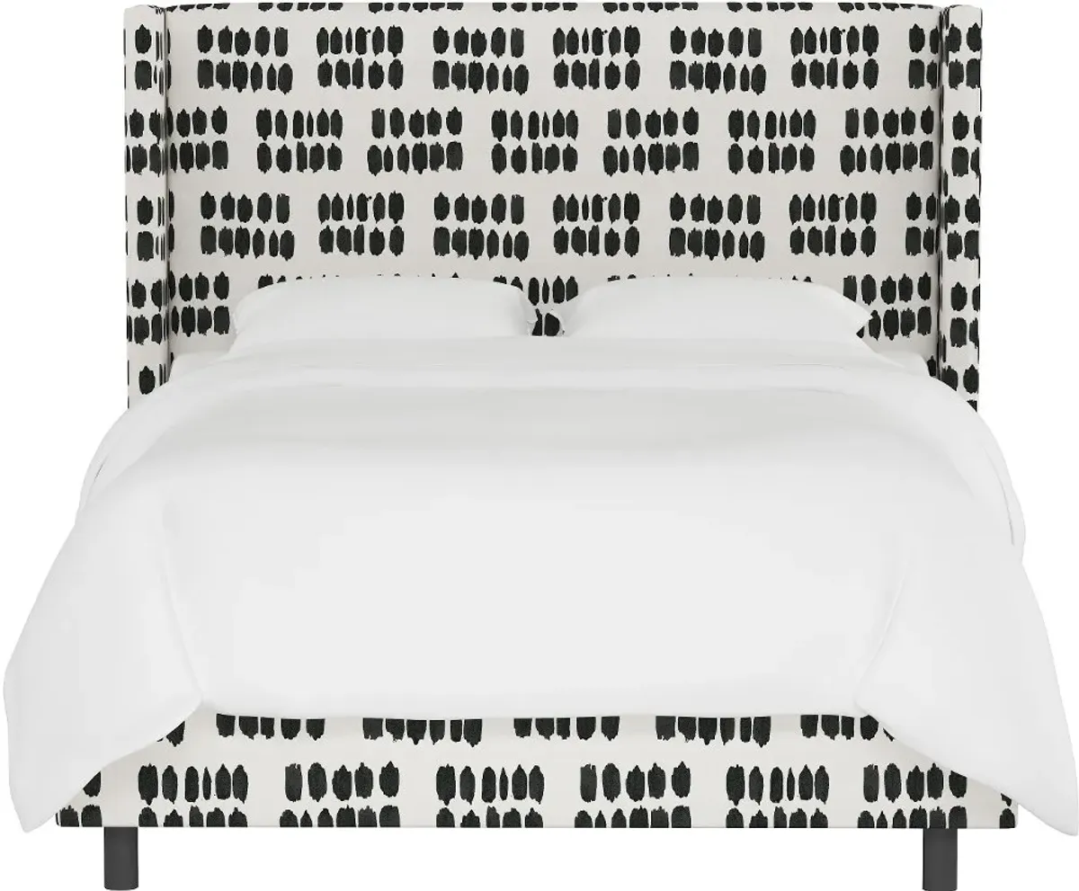 Penelope Black Dot Straight Wingback California King Bed - Skyline Furniture