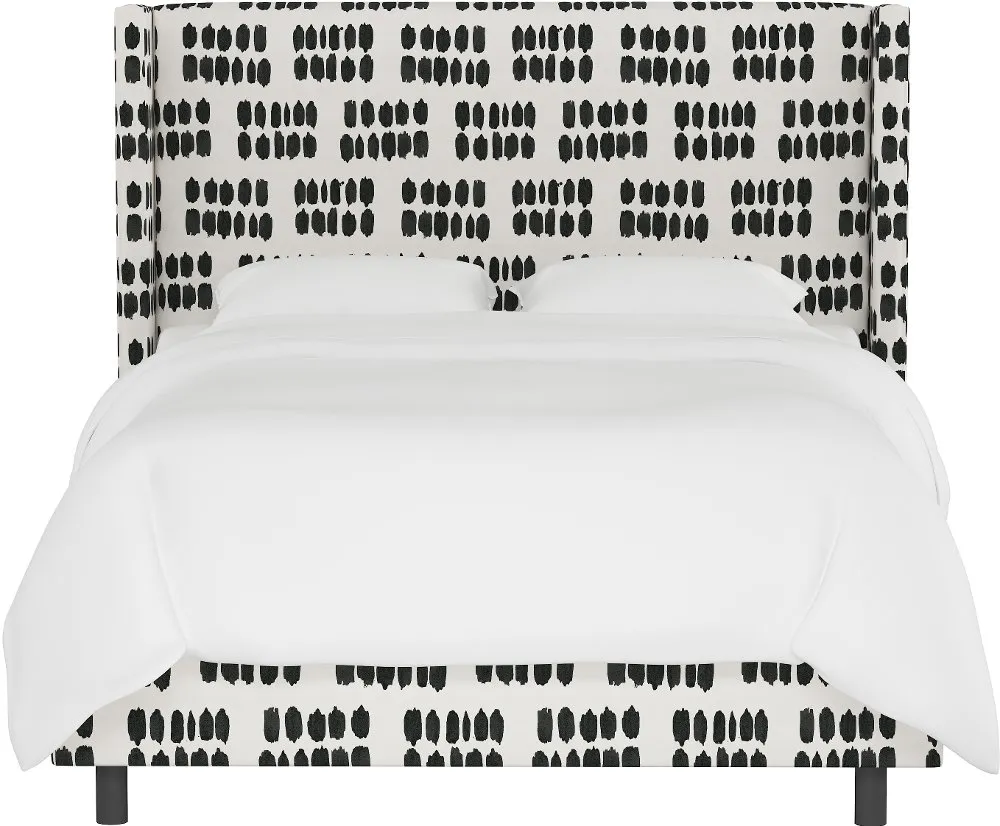 Penelope Black Dot Straight Wingback California King Bed - Skyline...