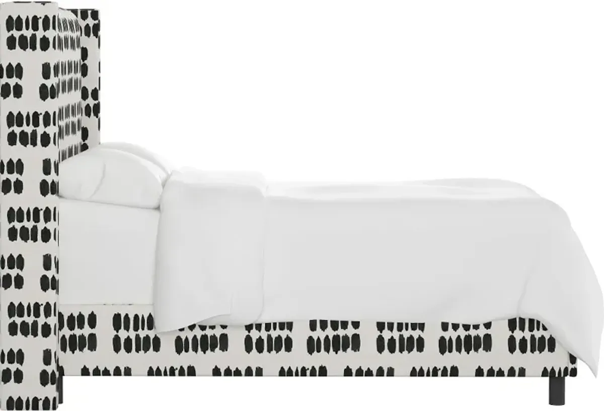 Penelope Black Dot Straight Wingback California King Bed - Skyline Furniture