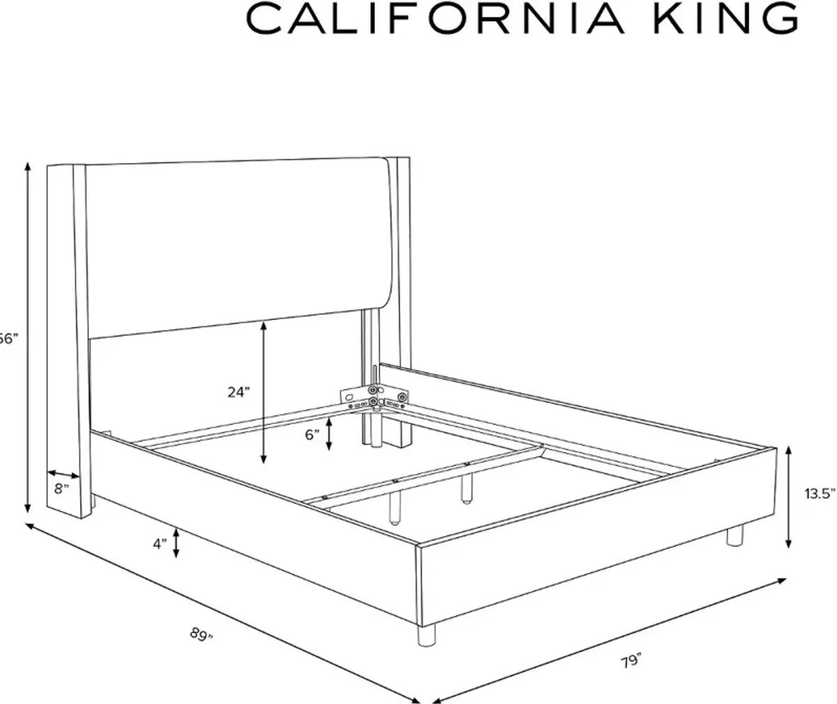 Penelope Black Dot Straight Wingback California King Bed - Skyline...