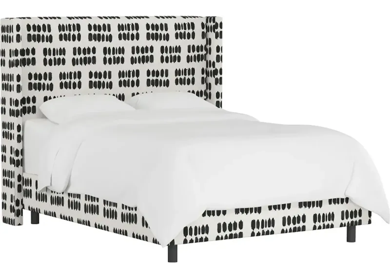 Penelope Black Dot Straight Wingback California King Bed - Skyline...