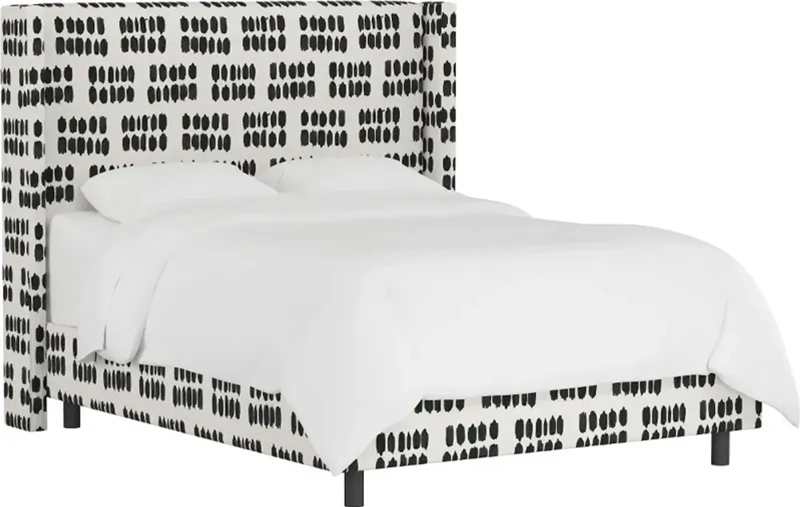 Penelope Black Dot Straight Wingback King Bed - Skyline Furniture