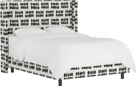 Penelope Black Dot Straight Wingback King Bed - Skyline Furniture