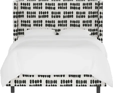 Penelope Black Dot Straight Wingback Queen Bed - Skyline Furniture