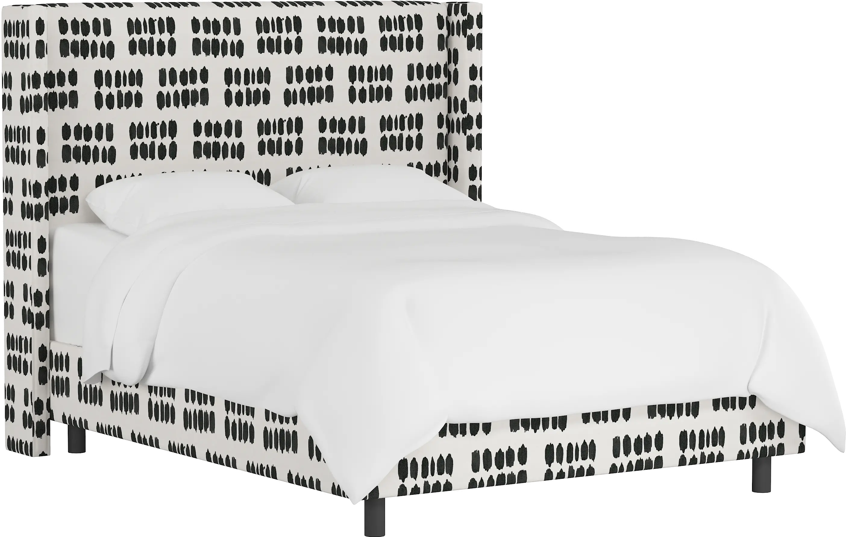 Penelope Black Dot Straight Wingback Full Bed - Skyline Furniture