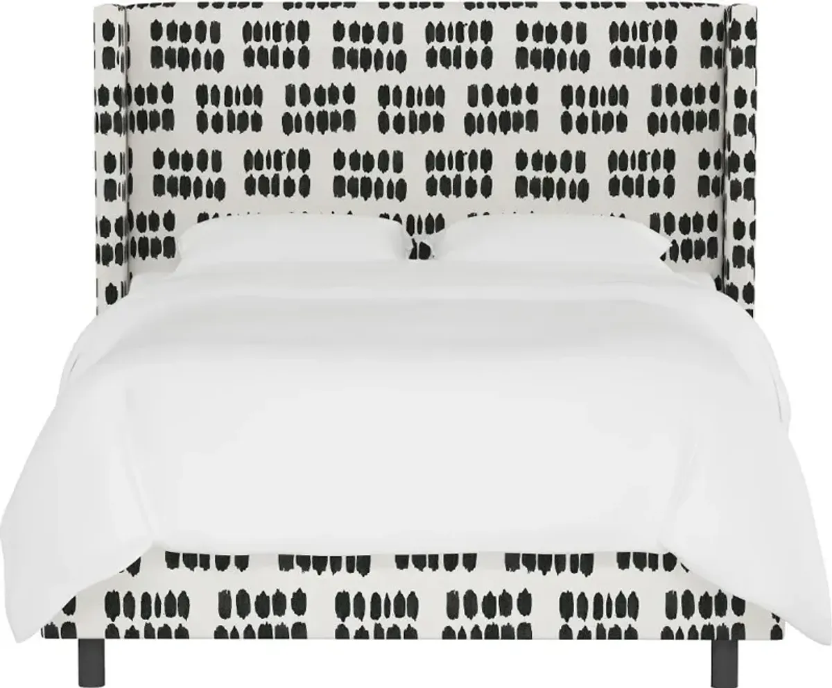 Penelope Black Dot Straight Wingback Twin Bed - Skyline Furniture