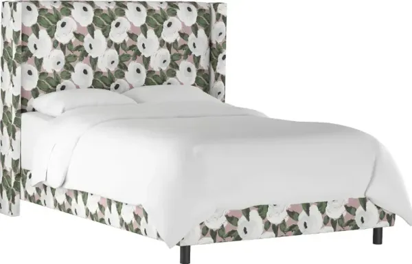 Penelope Rose Floral Straight Wingback California King Bed - Skyline Furniture