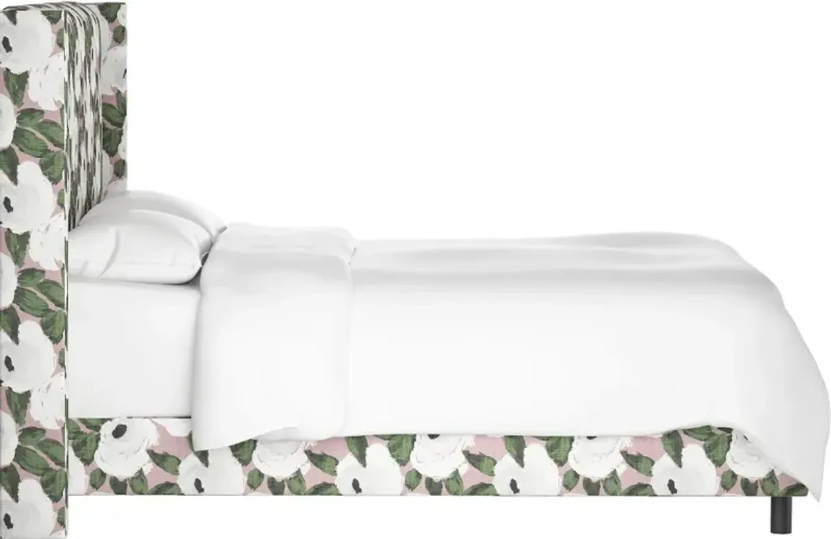 Penelope Rose Floral Straight Wingback King Bed - Skyline Furniture