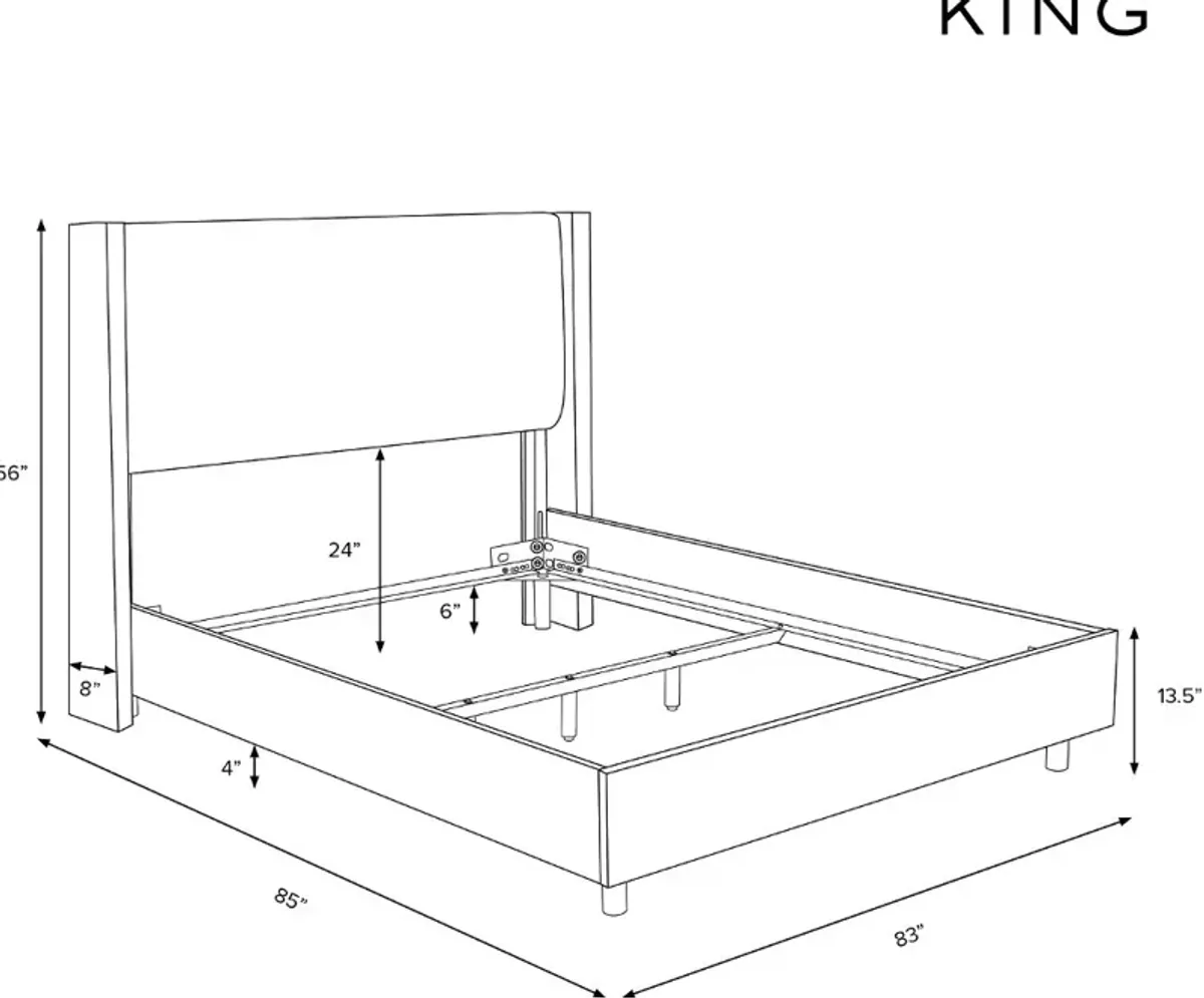 Penelope Rose Floral Straight Wingback King Bed - Skyline Furniture