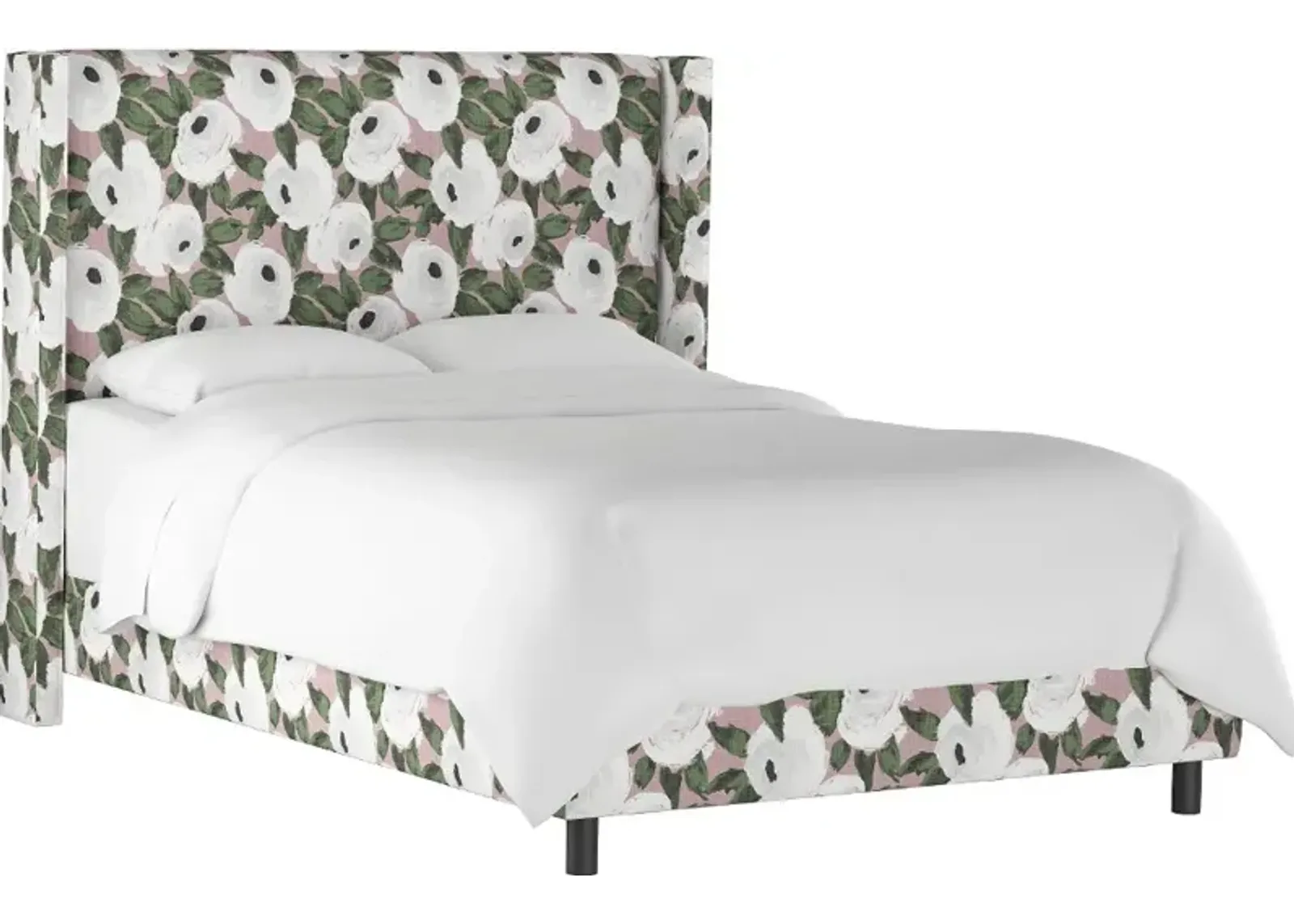 Penelope Rose Floral Straight Wingback King Bed - Skyline Furniture