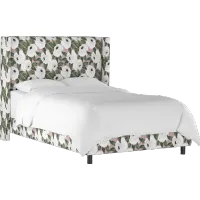 Penelope Rose Floral Straight Wingback Twin Bed - Skyline Furniture
