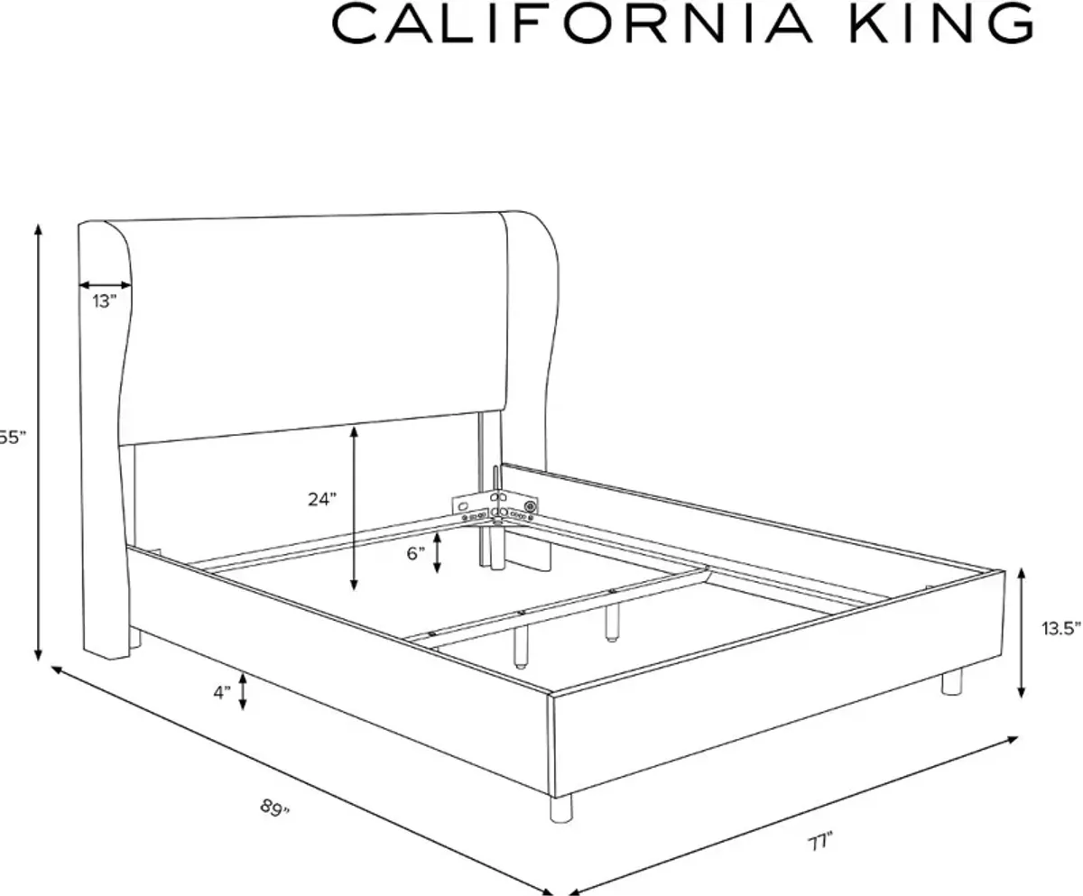 Izzy Cream Sloped Wingback California King Bed - Skyline Furniture