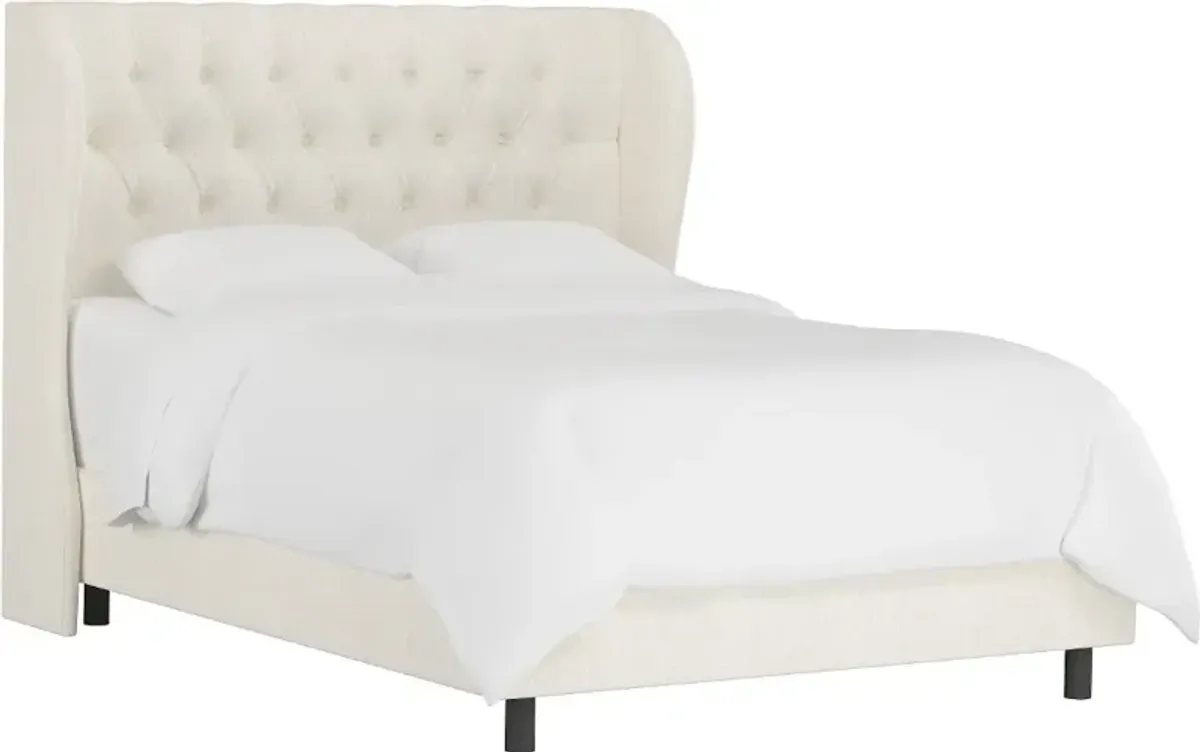 Izzy Cream Sloped Wingback King Bed - Skyline Furniture